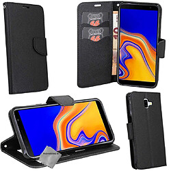 Htdmobiles Housse etui portefeuille pour Samsung Galaxy J6+ Plus (2018) + film ecran - NOIR / NOIR