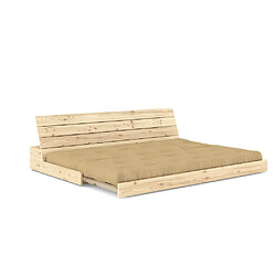 Avis Inside 75 Canapé lit futon BASE beige blé couchage 130cm dossiers coffres