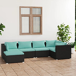 Maison Chic Salon de jardin 6 pcs + coussins - Mobilier/Meubles de jardin - Table et chaises d'extérieur Résine tressée Noir -MN89639