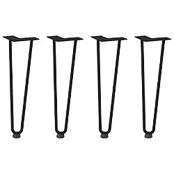 vidaXL Pieds de table en forme d'épingle à cheveux 4 pcs noir 42 cm