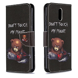 Etui en PU impression de motifs ours et ses avertissements pour votre Nokia 2.3