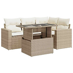 vidaXL Salon de jardin avec coussins 5 pcs beige résine tressée