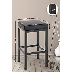 Acheter Decoshop26 Tabouret de bar x1 avec repose-pieds design simple hauteur d'assise 85 cm en PVC noir et support en métal noir 10_0005410