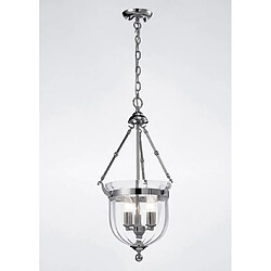 Luminaire Center Suspension Aubrey 3 Ampoules chrome poli/verre