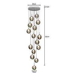 NETTLIFE Suspension Verre Ambre Moderne Diam.41cm G9 Escalier Hauteur Réglable Lustre 15 Ampoules Cuisine Couloir Lampe pour Salon pas cher
