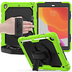 Wewoo Housse Étui Coque Pour iPad 10.2 Gel de silice coloré antichoc + de protection PC avec support et bandoulière et et fente stylo Vert pas cher