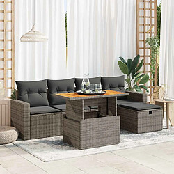 vidaXL Salon de jardin avec coussins 6 pcs gris résine tressée acacia