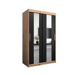 Abiks Meble Armoire Pole à portes coulissantes 200/120/62 2 portes (artisan/noir)