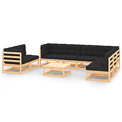 Maison Chic Salon de jardin 9 pcs + coussins - Mobilier/Meubles de jardin - Table et chaises d'extérieur Bois de pin massif -MN12637