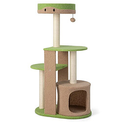 Helloshop26 Arbre à chat 5 niveaux de 111 cm avec griffoirs en sisal et niche tour à chat multicouche avec boule de peluche marron 20_0005497