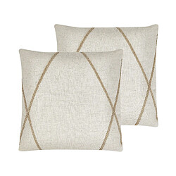 Beliani Lot de 2 coussins LICUALA 45 x 45 cm Unicolore Beige