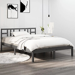 vidaXL Cadre de lit sans matelas gris 120x200 cm bois massif