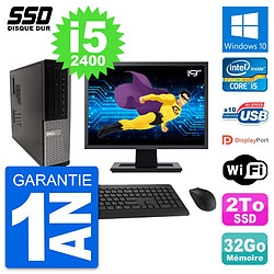 PC Dell 990 DT Ecran 19" Intel Core i5-2400 RAM 32Go SSD 2To Windows 10 Wifi - Occasion