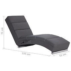 vidaXL Chaise longue de massage Gris Similicuir pas cher