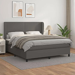 vidaXL Sommier à lattes de lit avec matelas Gris 180x200 cm Similicuir 