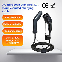 Câble de Charge EV Voiture Électronique 22KW 32A Type 2 Triphasé FERRASTAR-Noir avec Sac Cadeau