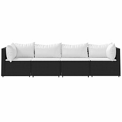 Avis Maison Chic Salon de jardin 4 pcs + coussins - Mobilier/Meubles de jardin - Table et chaises d'extérieur Noir Résine tressée -MN92701