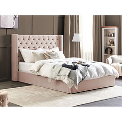 Beliani Lit avec coffre en velours rose 180 x 200 cm LUBBON