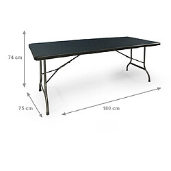 Alter Table rectangulaire pliable, coloris noir, 180 x 75 x h74 cm