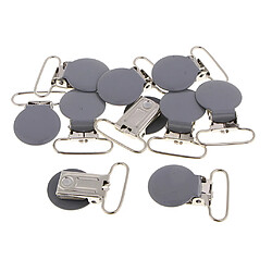 10pcs pince de jarretelle en métal pour porte-jouet de dentition bébé factice gris