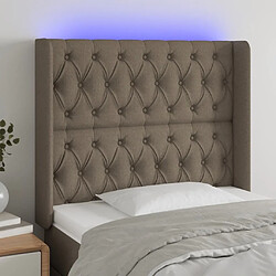 Maison Chic Tête de lit scandinave à LED,meuble de chambre Taupe 103x16x118/128 cm Tissu -MN75793