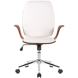 Decoshop26 Fauteuil de bureau classique et confortable dossier ergonomique hauteur réglable en synthétique blanc bois et métal BUR10559