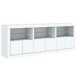 Maison Chic Commode Buffet - Meuble de rangement avec lumières LED blanc 181,5x37x67 cm -GKD19514 pas cher