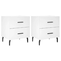 Maison Chic Lot de 2 Tables de chevet - Tables de Nuit blanc 40x35x47,5 cm bois d’ingénierie