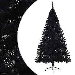 vidaXL Demi sapin de Noël artificiel avec support Noir 240 cm PVC