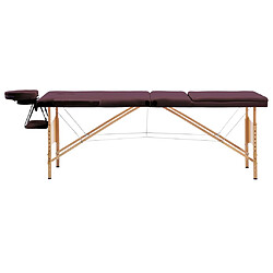 vidaXL Table de massage pliable 3 zones Violet vin