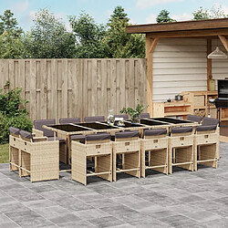 vidaXL Ensemble à manger de jardin et coussins 15 pcs mélange beige