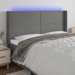 vidaXL Tête de lit à LED Gris foncé 183x16x118/128 cm Tissu