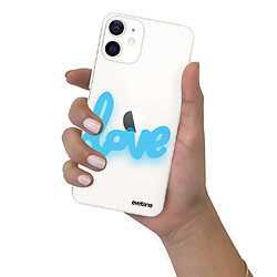 Coque iPhone 12 mini souple transparente Love Fluo Motif Ecriture Tendance Evetane pas cher