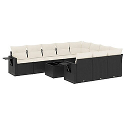 Maison Chic Salon de jardin 11 pcs avec coussins | Ensemble de Table et chaises | Mobilier d'Extérieur noir résine tressée -GKD69716