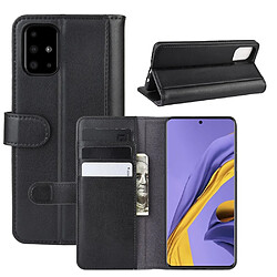 Etui en cuir véritable avec support noir pour votre Samsung Galaxy A51