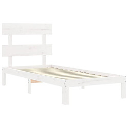 Maison Chic Lit adulte - Cadre Structure de lit avec tête de lit Contemporain blanc 90x200 cm bois massif -MN68600 pas cher