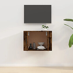 Avis Maison Chic Meuble TV scandinave mural Banc TV suspendu pour salon - Chêne fumé 57x34,5x40 cm -MN69049