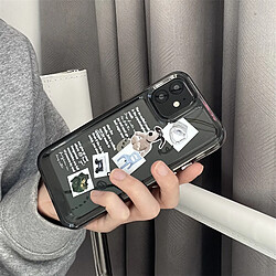 GUPBOO Étui pour iPhone12 Étiquette anglaise chien transparent noir étui de téléphone portable tendance créatif doux