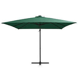 ComfortXL Parasol Déporté Avec LED Et Mât En Acier 250x250 Cm Vert