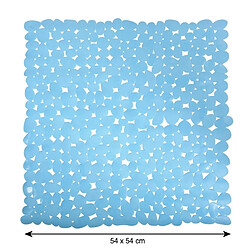 MSV Tapis Fond de douche PVC GALETS 53x53cm Bleu Ciel