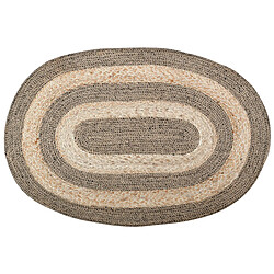 Aubry Gaspard Tapis ovale en jute naturel et noir.