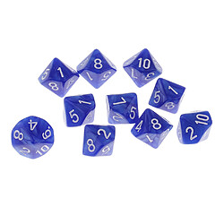 Acheter 10 pièces en plastique 10 faces d10 d10 pour le jeu de barre de jeu accessoire bleu