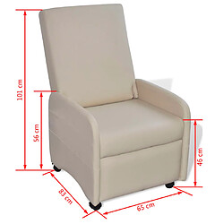 vidaXL Fauteuil pliable crème similicuir pas cher