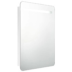 Maison Chic Armoire de salle de bain,Meuble de rangement,Meuble haut à miroir LED Blanc brillant 60x11x80cm -GKD598691