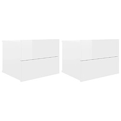 Maison Chic Lot de 2 Tables de chevet,Table de nuit,Table d'appoint pour salon Blanc brillant 40 x 30 x 30 cm Aggloméré -MN71128