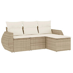 vidaXL Salon de jardin avec coussins 4 pcs beige résine tressée