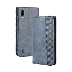 Etui en PU style vintage avec support bleu pour votre Blackview A60 Pro