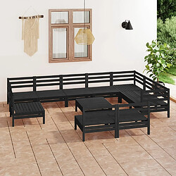 Maison Chic Salon de jardin 11 pcs - Table et chaises d'extérieur - Mobilier/Meubles de jardin Moderne Bois de pin massif Noir -MN63214