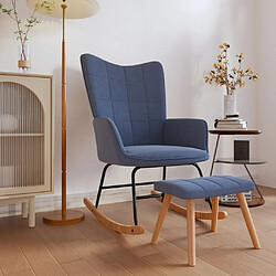 vidaXL Chaise à bascule avec tabouret Bleu Tissu