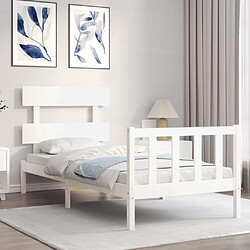 Avis Maison Chic Cadre/structure de lit avec tête de lit pour adulte - Lit Moderne Chambre blanc simple bois massif -MN64977